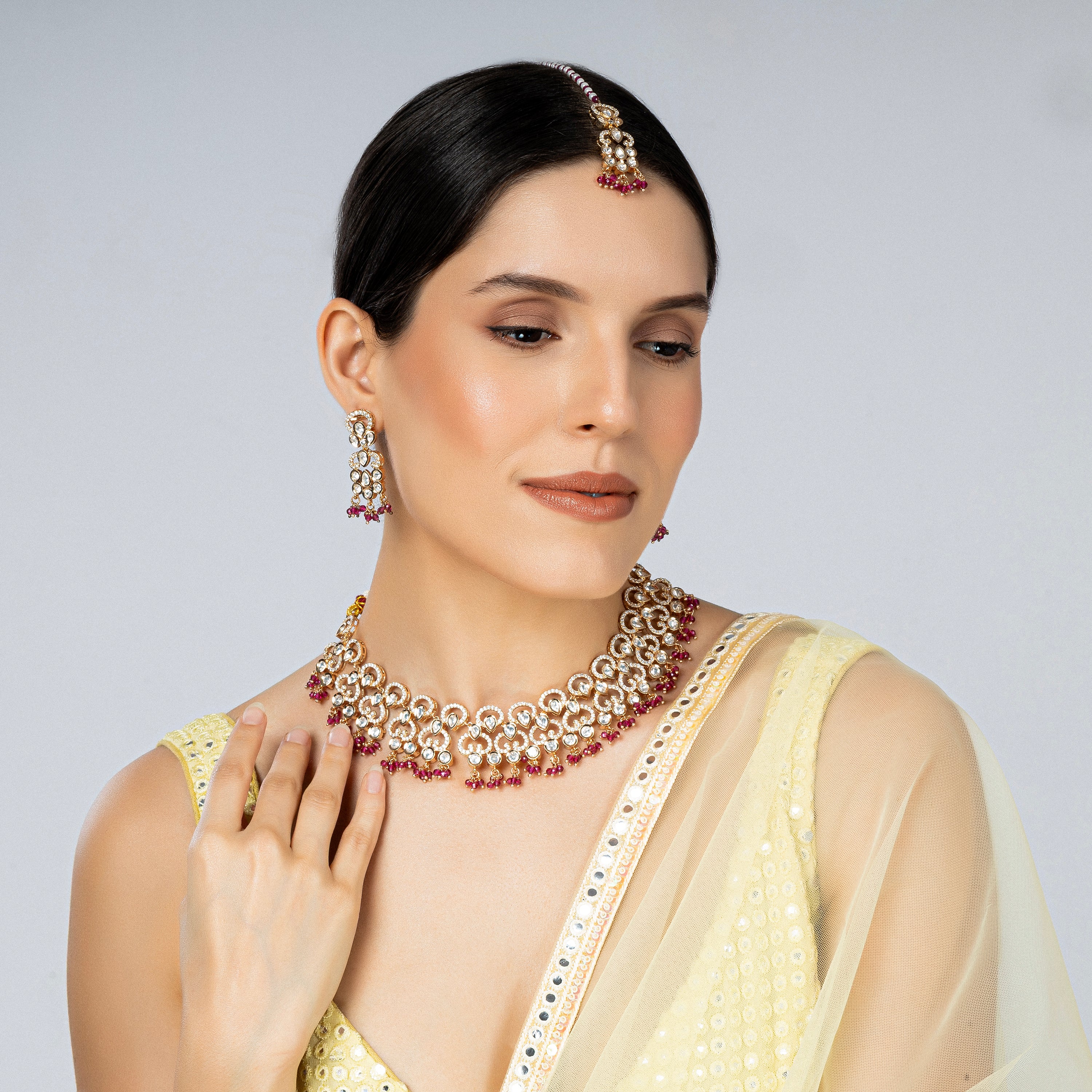 Ruby Bridal Jewelry Set-Mivanaa
